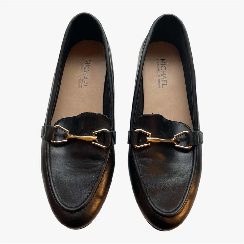 Black Loafers with Gold-tone Accent 7.5